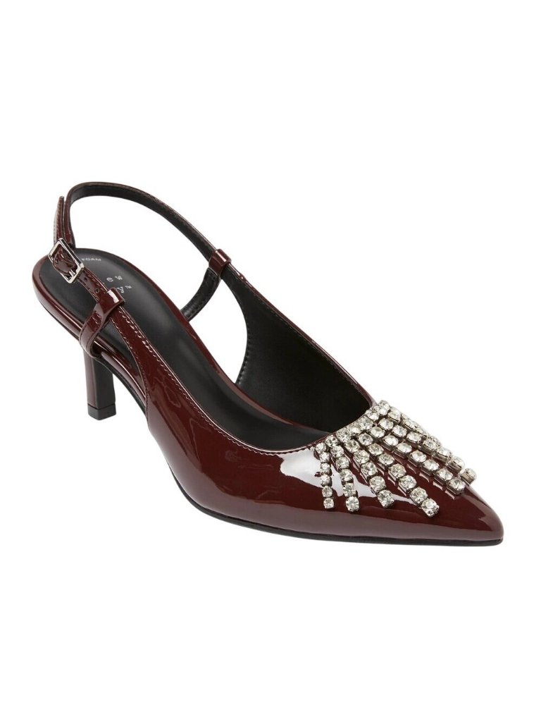 Nwt A New Day Serafina Heels Rhinestone Strap Back 94661781 Burgundy Red 6.5m